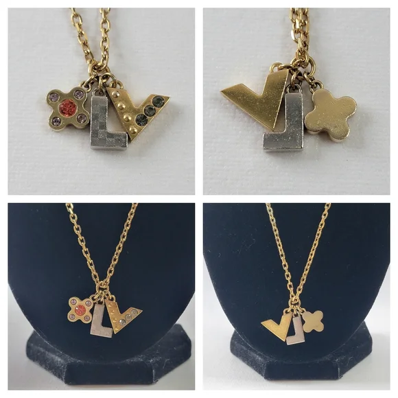 LOUIS VUITTON Pandanti Love Letters Necklace GP×Rhinestone×Silver - Picture 8 of 10